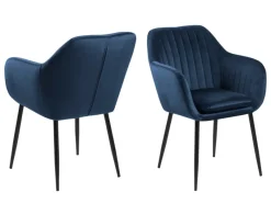 ebuy24 Emil Esszimmerstuhl Dunkelblau Metall Schwarz