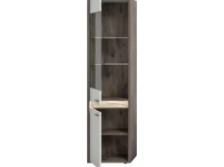 New ebuy24 Falcona Vitrinenschrank 2 Türen inkl LED Beleuchtung Hellgrau