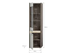New ebuy24 Falcona Vitrinenschrank 2 Türen inkl LED Beleuchtung Hellgrau