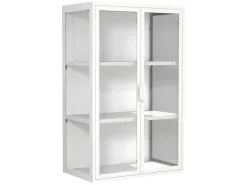 Best ebuy24 FlokasVL Vitrinenschrank Wandhängend 2 Türen Weiß