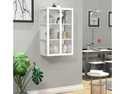 Best ebuy24 FlokasVL Vitrinenschrank Wandhängend 2 Türen Weiß