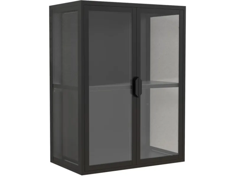 ebuy24 FlokasVM Vitrinenschrank Wandhängend 2 Türen Schwarz