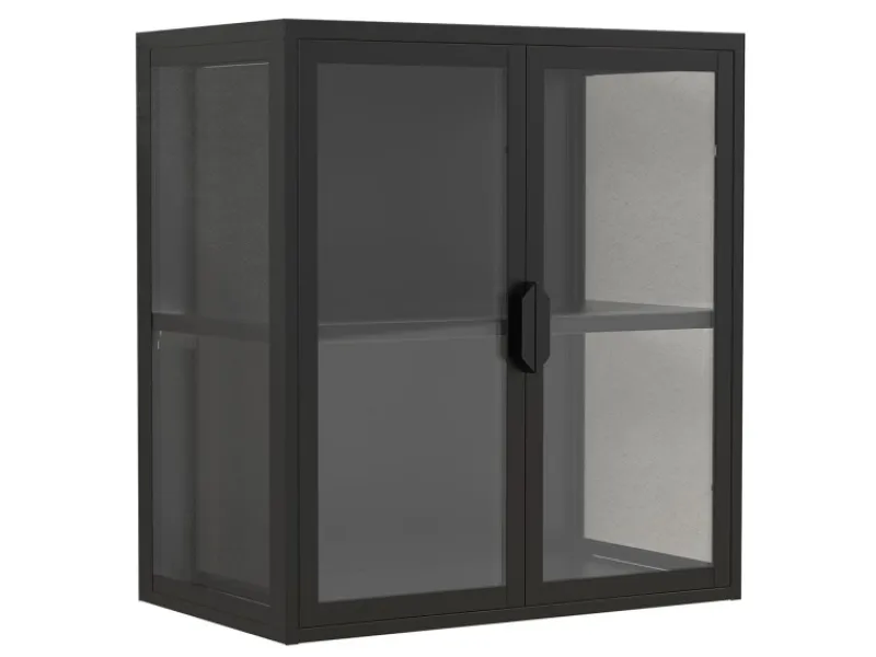 ebuy24 FlokasVS Vitrinenschrank Wandhängend 2 Türen Schwarz