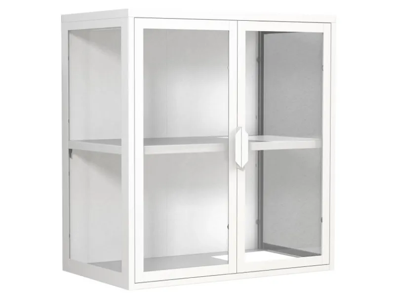 ebuy24 FlokasVS Vitrinenschrank Wandhängend 2 Türen Weiß