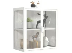 ebuy24 FlokasVS Vitrinenschrank Wandhängend 2 Türen Weiß