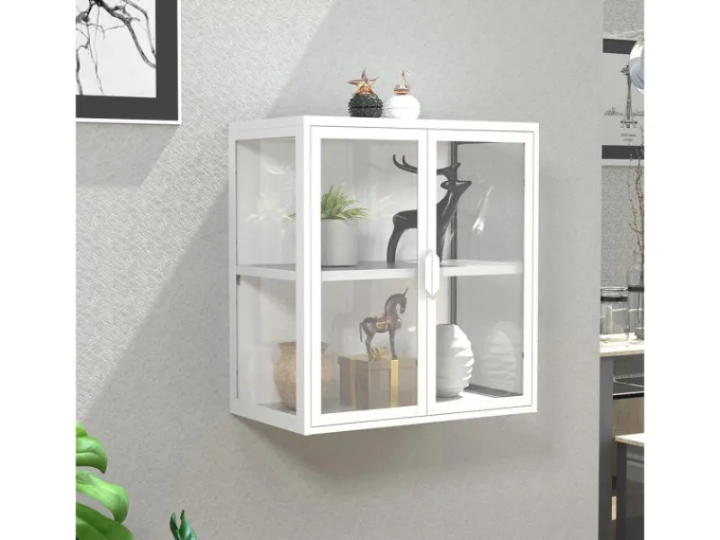 ebuy24 FlokasVS Vitrinenschrank Wandhängend 2 Türen Weiß