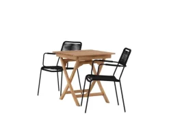 ebuy24 Ghana Gartenset Tisch 2 Stühle Natur Schwarz