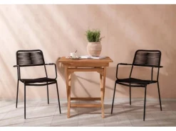 ebuy24 Ghana Gartenset Tisch 2 Stühle Natur Schwarz