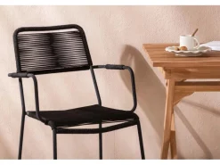 ebuy24 Ghana Gartenset Tisch 2 Stühle Natur Schwarz