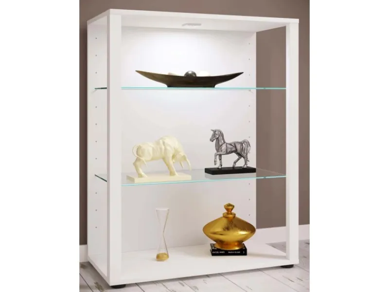 ebuy24 GlasolXL Vitrinenschrank 3 Ablagen Weiß