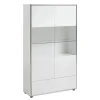 ebuy24 Kenan Vitrine 2 Türen 1 Schublade Weiß Hochglanz Lackiert