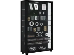 Online ebuy24 Lumo Mini Vitrinenschrank mit LED-Licht 8 Glasböden Schwarz