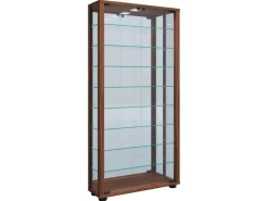 Sale ebuy24 LumoMaxi Vitrinenschrank mit Spiegel 2 Glastüren Nussbaum Dekor