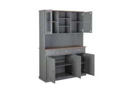 ebuy24 Luzerna Vitrinenschrank mit 3+2 Türen und 3 Schubladen Grau Braun