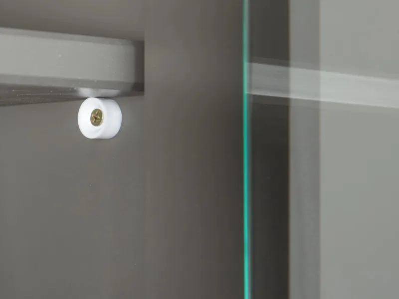 ebuy24 Luzerna Vitrinenschrank mit 3+2 Türen und 3 Schubladen Grau Braun