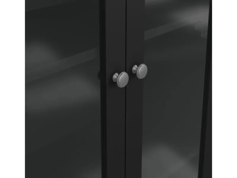 ebuy24 Madrid Vitrinenschrank 2 Glastüren 3 Schubladen Schwarz Matt