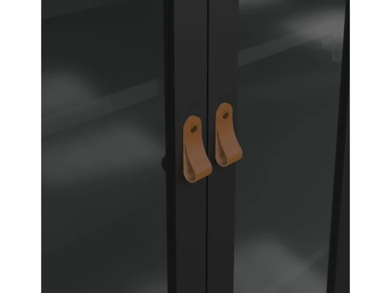 ebuy24 Madrid Vitrinenschrank 2 Glastüren 3 Schubladen Schwarz Matt