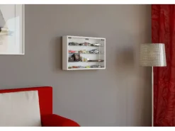 ebuy24 Mandosa M Vitrinenschrank an der Wand Montierte 2 Glastüren Weiß