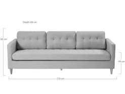 Best ebuy24 Marino Sofa 3 Personen Stoff Grau