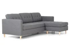 Discount ebuy24 Marino Sofa Chaiselongsofa Rechts oder Links Gewendet in HellGrauen Stoff mit Holzbeinen