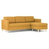 ebuy24 Marino Sofa Chaiselongsofa Rechts oder Links Gewendet in Stoff Currygelb mit Holzbeinen