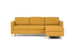 ebuy24 Marino Sofa Chaiselongsofa Rechts oder Links Gewendet in Stoff Currygelb mit Holzbeinen