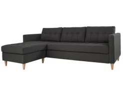 ebuy24 Marino Sofa Chaiselongsofa Rechts oder Links Gewendet in DunkelGrauen Stoff mit Holzbeinen