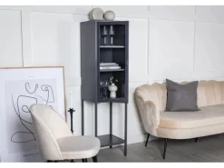 ebuy24 Misha Vitrinenschrank 1 Tür 4 Ablagen Grau