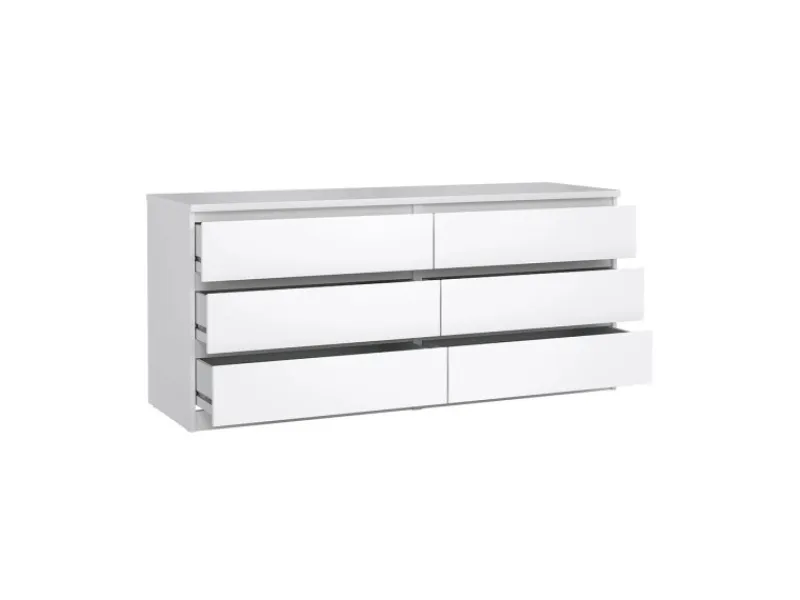 ebuy24 Naia Kommode 6 Schubladen Weiß Hochglanz