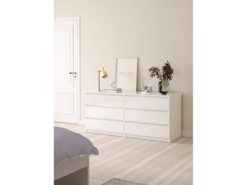 ebuy24 Naia Kommode 6 Schubladen Weiß Hochglanz
