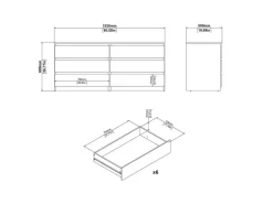 ebuy24 Naia Kommode 6 Schubladen Schwarze Struktur