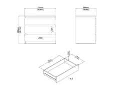 ebuy24 Naia Kommode 3 Schubladen Schwarze Struktur