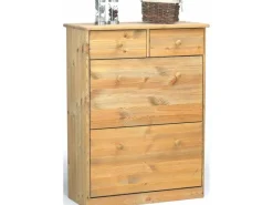 ebuy24 Nelly Schuhschrank 2 Klaptüren 2 Schubladen Kiefer Gebeitzt