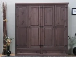 New ebuy24 New Mexico Kleiderschrank 4-trg mit 2 Schubladen Gebeitzt Wachs