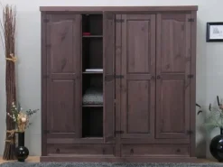New ebuy24 New Mexico Kleiderschrank 4-trg mit 2 Schubladen Gebeitzt Wachs