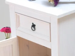 ebuy24 New Mexico Nachttische 2 Stück mit 1 Schublade und 1 Tür Weiss Gewachst