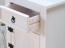 ebuy24 New Mexico Nachttische 2 Stück mit 1 Schublade und 1 Tür Weiss Gewachst