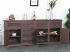 ebuy24 New Mexico Sideboard mit 7 Schubladen und 3 Türen Kolonial Gebeitzt Wachs