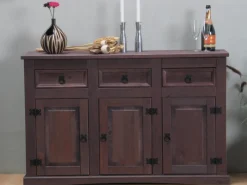 ebuy24 New Mexico Sideboard mit 7 Schubladen und 3 Türen Gelaugt Gewachst