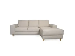 ebuy24 Nordic Sofa mit Chaiselong Rechts Gewendet Hell Beige