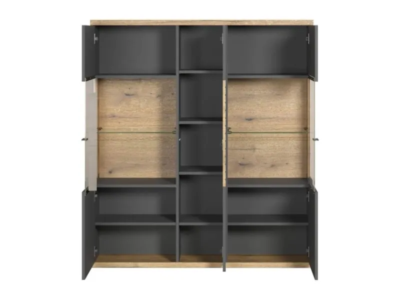 Clearance ebuy24 Norris1 Vitrinenschrank Grau Eiche Dekor