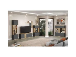 Clearance ebuy24 Norris1 Vitrinenschrank Grau Eiche Dekor