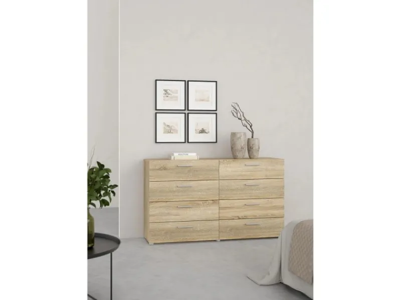 ebuy24 Pepe Kommode 8 Schubladen Eichenstruktur-Dekor
