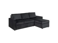 ebuy24 Sacramento Schlafsofa Chaiselong Wendbar Versteckte Aufbewahrung und Ausziehbares Bett AntracitGrau