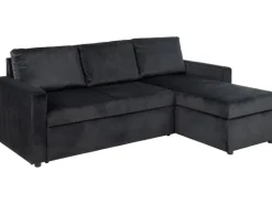 ebuy24 Sacramento Schlafsofa Chaiselong Wendbar Versteckte Aufbewahrung und Ausziehbares Bett AntracitGrau