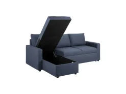 ebuy24 Sander Schlafsofa mit Ottomane Aufbewahrung und Auszug Blau