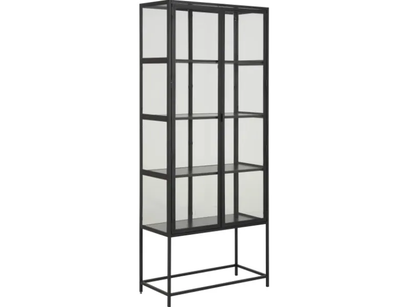 ebuy24 Sea Vitrinenschrank A 2 Glastüren und 4 Regale Schwarz