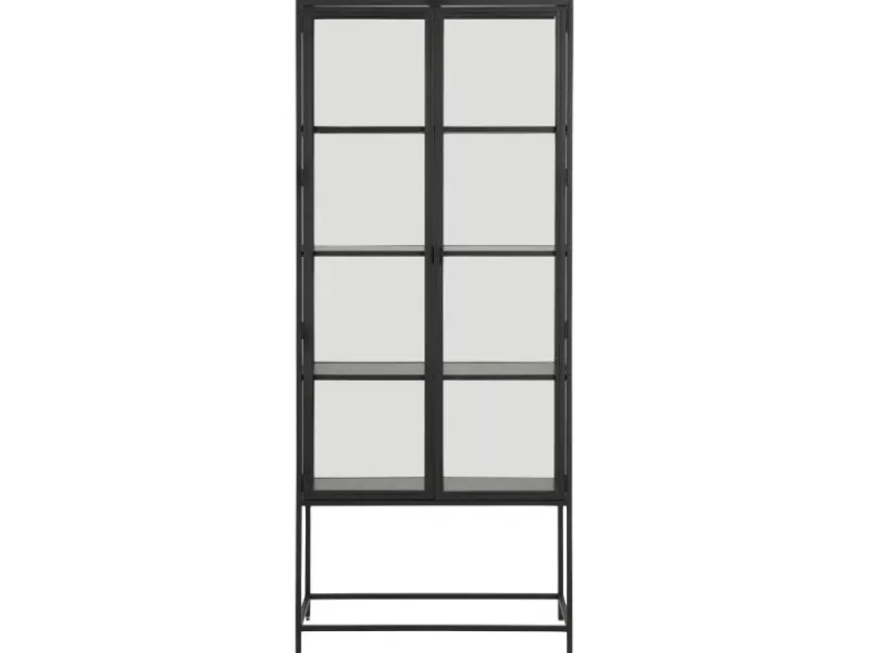 ebuy24 Sea Vitrinenschrank A 2 Glastüren und 4 Regale Schwarz