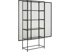 ebuy24 Sea Vitrinenschrank A 2 Glastüren und 4 Regale Schwarz