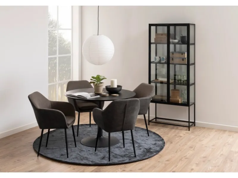 ebuy24 Sea Vitrinenschrank A 2 Glastüren und 4 Regale Schwarz